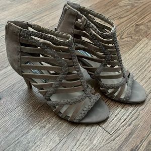 INC zipper back brown heels
